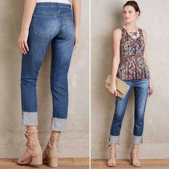 AG Adriano Goldschmied Jeans The Stevie Cuff in Blue Ambit Straight Leg Size 27 - Picture 5 of 13